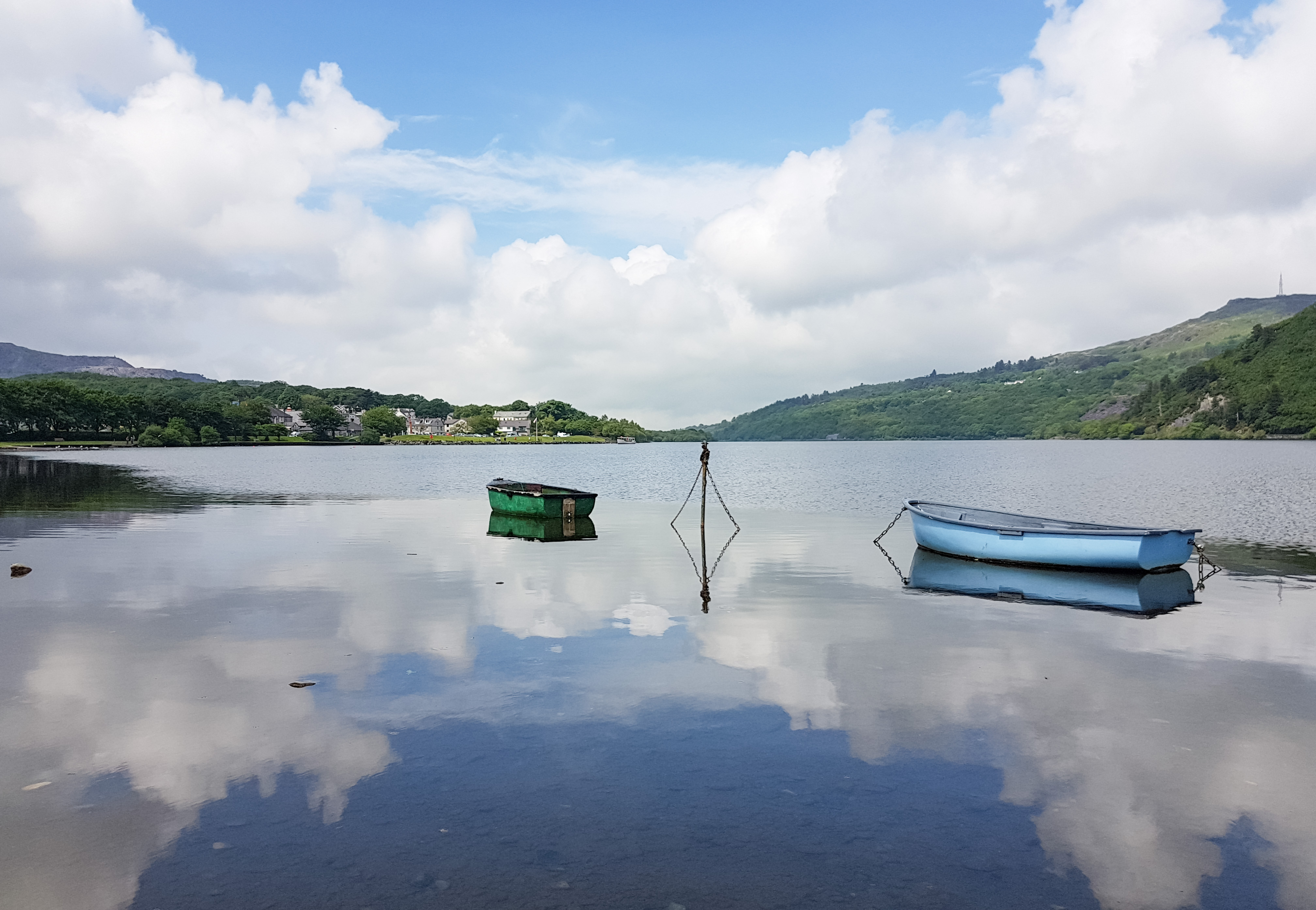 Lake reflections the boats